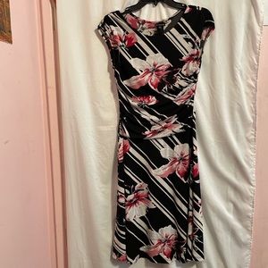 Beautiful Floral Striped Slip On Dress